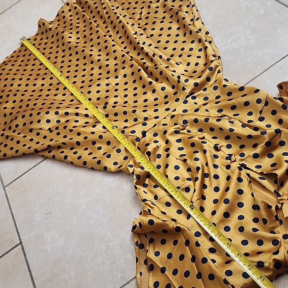 Unique Vintage Mustard Polka Dot Midi Dress Size 4. New No Tags - Picture 8 of 11